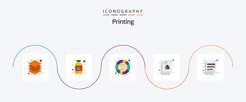 impressão plana 5 ícone pack incluindo cor. rgb. spray. formato. roda de cores vetor