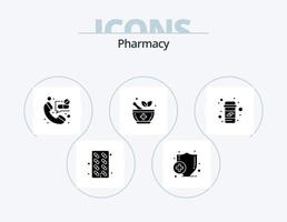 pacote de ícones de glifos de farmácia 5 design de ícones. pílulas. medicina. contato. cálcio. farmacia vetor