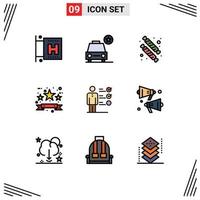 9 ícones criativos sinais e símbolos modernos de habilidades de trabalho habilidades profissionais venda de doces tag comércio elementos de design de vetores editáveis