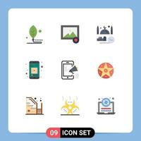 pacote de interface do usuário de 9 cores planas básicas de campanha digital tempo de vídeo móvel mídia móvel namaz elementos de design de vetores editáveis