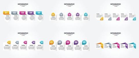 conjunto de design plano de infográficos de ilustração vetorial para folheto publicitário e revista vetor