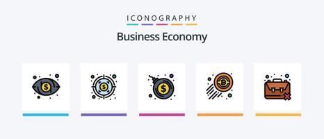 linha econômica cheia de 5 ícones incluindo dólar. Estado. dinheiro. gráfico. analítico. design de ícones criativos vetor