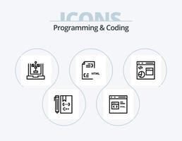 programação e codificação de linha ícone pack 5 design de ícone. desenvolve. codificação. desenvolvimento. desenvolvimento. CSS vetor