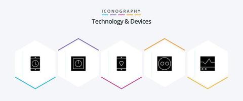 dispositivos 25 pacote de ícones glifo incluindo plug. cordão. seguro. Móvel. coração vetor