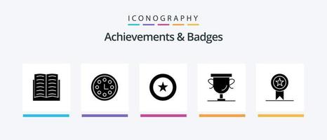 conquistas e emblemas glifo 5 pacote de ícones incluindo insígnias. troféu. realização. prêmio. conquistas. design de ícones criativos vetor