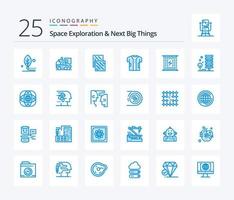 exploração espacial e as próximas grandes coisas 25 pacote de ícones de cor azul, incluindo eletricidade. cobrar. futuro. tecido. digital vetor