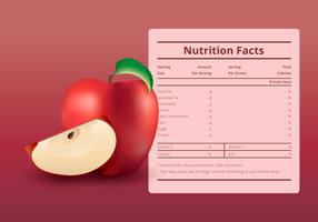 Ilustração de uma etiqueta de informações nutricionais com uma fruta de maçã vetor