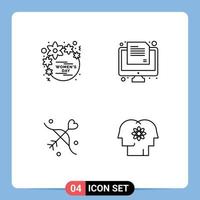 conjunto de 4 sinais de símbolos de ícones de interface do usuário modernos para dia arco e flecha mulheres casamento on-line elementos de design de vetores editáveis