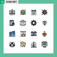 conjunto de 16 sinais de símbolos de ícones de interface do usuário modernos para portal gdpr internet buraco preto editável elementos de design de vetor criativo
