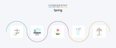 pacote de ícones de primavera plana 5, incluindo chuva. Comida. flora. beber. primavera vetor