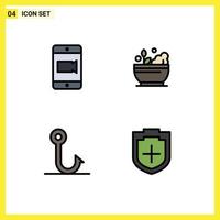 4 ícones criativos, sinais e símbolos modernos de sopa hospitalar de gancho móvel, além de elementos de design vetorial editáveis vetor