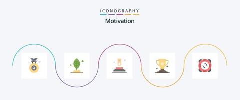 pacote de ícones de 5 planos de motivação, incluindo suporte. proteção. botão. troféu. copo vetor