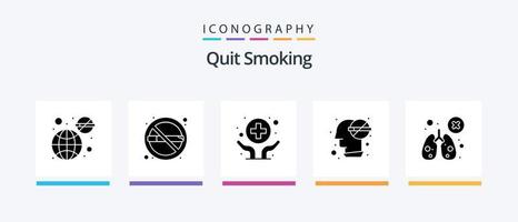 pare de fumar glifo 5 pacote de ícones incluindo saúde. cérebro. cigarro. serviço. medicina. design de ícones criativos vetor