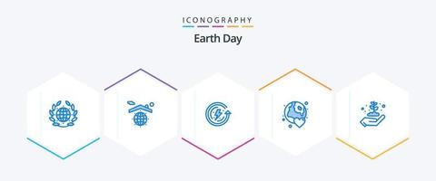 pacote de ícones azul do dia da terra 25, incluindo o dia da terra. Ame. Dia da Terra. mundo. terra vetor