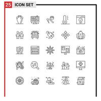 grupo de símbolos de ícone universal de 25 linhas modernas de design de feriado de interface de elementos de design de vetores editáveis de fábrica de natal