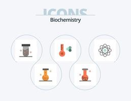 bioquímica plana icon pack 5 design de ícones. laboratório. bioquímica. laboratório. átomo. medidor de temperatura vetor