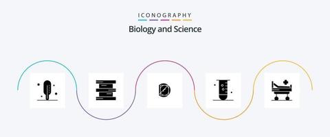 pacote de ícones de glifo 5 de biologia, incluindo médico. cama. medicação. Ciência. laboratório vetor