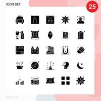 conjunto de pictogramas de 25 glifos sólidos simples do site da pessoa de publicidade do alto-falante elementos de design de vetores editáveis seguros