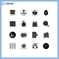 pacote de interface do usuário de 16 glifos sólidos básicos de elementos de design de vetores editáveis de amor de páscoa de férias