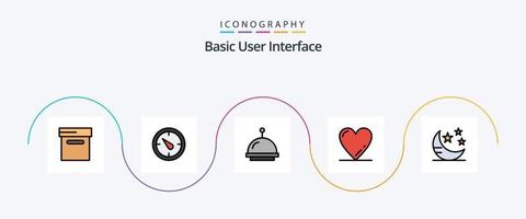 linha básica cheia de pacote de ícones planos 5, incluindo . coração. Estrela. noite vetor
