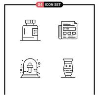 pacote de interface do usuário de 4 cores planas básicas de linhas preenchidas de forma de cruz de cemitério de garrafa e elementos de design de vetores editáveis de cruzamento de cemitério de halloween