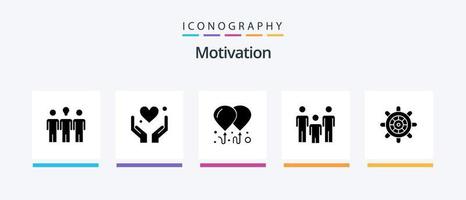 pacote de ícones de glifo de motivação 5, incluindo roda. barco. balão. saúde. casal. design de ícones criativos vetor