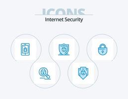 design de ícones do pacote de 5 ícones azuis de segurança na Internet. trancar. segurança. trancar. Internet vetor