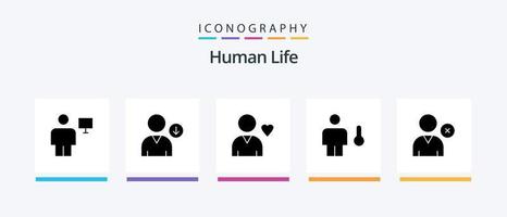 pacote de ícones de glifo humano 5, incluindo homem. temperatura. favorito. humano. corpo. design de ícones criativos vetor