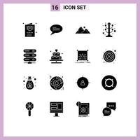 conjunto de 16 sinais de símbolos de ícones de interface do usuário modernos para rack de dados paisagem interior roupas editáveis elementos de design vetorial vetor