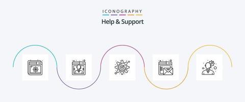 pacote de ícones da linha 5 de ajuda e suporte, incluindo online. o email. aceitar. navegador. marca vetor