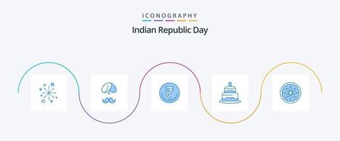 pacote de ícones do dia da república indiana azul 5, incluindo indiano. moeda. Índia. o negócio. pessoa vetor