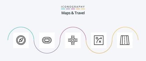mapas e pacote de ícones da linha 5 de viagens, incluindo . estrada. vetor