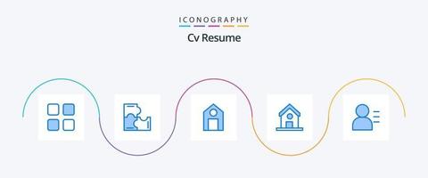 cv resume o pacote de ícones azul 5, incluindo . Educação. persona. Educação vetor