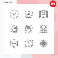 grupo de símbolos de ícone universal de 9 contornos modernos de conjuntos de cidades austrália projeto mente humana elementos de design de vetores editáveis positivos