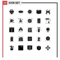 conjunto de 25 sinais de símbolos de ícones de interface do usuário modernos para metal através do livro de conhecimento de orçamento elementos de design de vetores editáveis