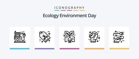 ecology line 5 icon pack incluindo elétrico. energia. potência. eco. iluminação. design de ícones criativos vetor