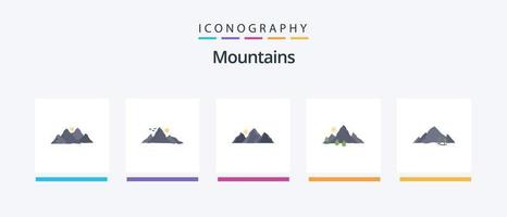 montanhas planas 5 pacote de ícones incluindo colina. montanha. natureza. Sol. natureza. design de ícones criativos vetor