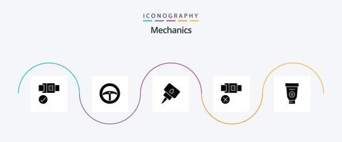 pacote de ícones mecânicos glifo 5 incluindo . cola. óleo. equipamento. segurança vetor