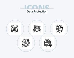 pacote de ícones de linha de proteção de dados 5 design de ícones. conformidade. ftp. ação. pasta. mapa vetor