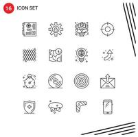 16 ícones criativos, sinais e símbolos modernos da interface do usuário, suporte essencial, elementos de design de vetores editáveis de presente básico