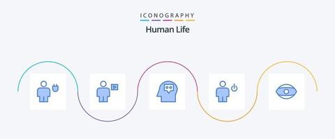 pacote de ícones azul humano 5, incluindo espera. energia. reprodução. corpo. pensei vetor