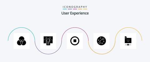 pacote de ícones do glifo 5 da experiência do usuário, incluindo germes. mão . Pare. meios de comunicação vetor