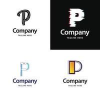 letra p design de pacote de logotipo grande design criativo de logotipos modernos para o seu negócio vetor