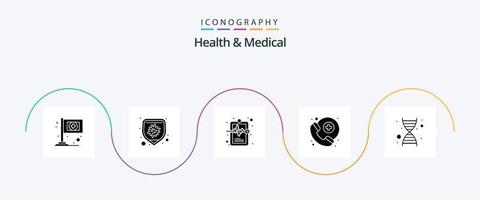 pacote de ícones de saúde e glifos médicos 5, incluindo . genética. ficha hospitalar. dna. assistência médica vetor