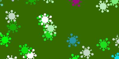 padrão de vetor rosa claro, verde com elementos de coronavírus
