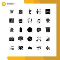 25 interface do usuário pacote de glifos sólidos de sinais modernos e símbolos de etapas recrutamento folha pessoa empregado elementos de design de vetores editáveis