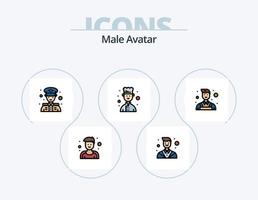 linha de avatar masculino cheia de ícones do pacote 5 design de ícones. serviço. Entrega. cara. cliente. cara vetor