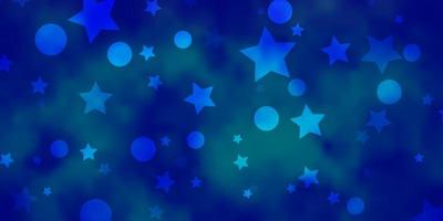 padrão de vetor azul claro com círculos, estrelas.