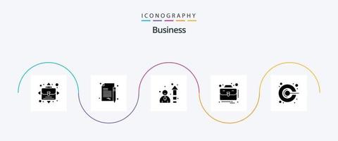 pacote de ícones de glifo 5 de negócios, incluindo promoção. marketing. atuação. idéia. caso vetor
