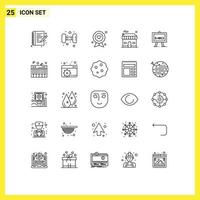 pacote de ícones vetoriais de estoque de 25 sinais e símbolos de linha para química emblema real loja etiqueta elementos de design vetorial editáveis vetor